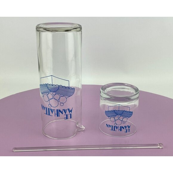 Vintage Manhattan mixer set, drink mixer, glass mixer and tumbler, 1980s barware - Picture 7 of 8